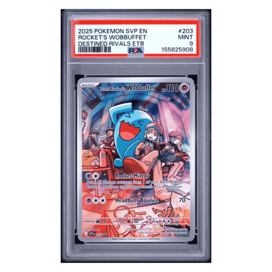 Rocket's Wobbuffett PSA 9 2025 Pokemon SVP Black Star Promo Destined Rivals ETB Card #203