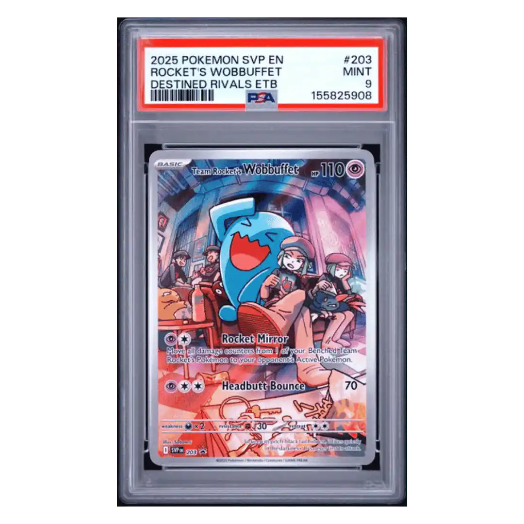 Rocket's Wobbuffett PSA 9 2025 Pokemon SVP Black Star Promo Destined Rivals ETB Card #203