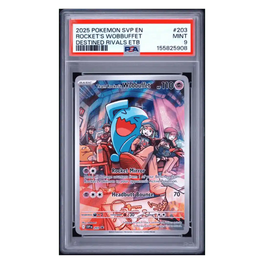 Rocket's Wobbuffett PSA 9 2025 Pokemon SVP Black Star Promo Destined Rivals ETB Card #203