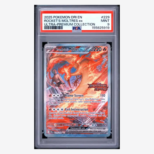 Rocket's Moltres ex PSA 9 2025 Pokemon Destined Rivals Ultra-Premium Collection Card #229