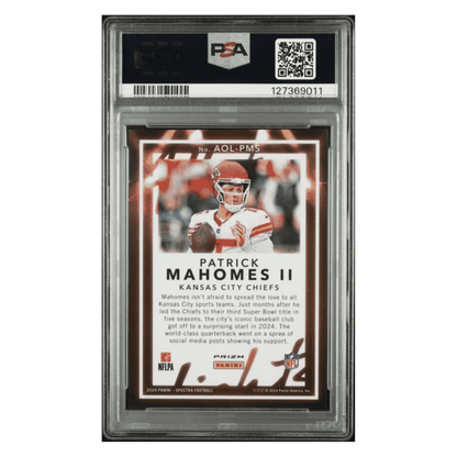 Patrick Mahomes PSA 10 2024 Panini Spectra All of the Lights Card #AOLPMS