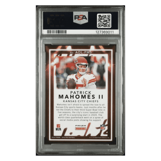 Patrick Mahomes PSA 10 2024 Panini Spectra All of the Lights Card #AOLPMS