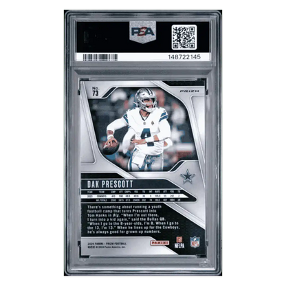 Dak Prescott PSA 10 2024 Panini Prizm Red/ White/ Blue Prizm Card #73