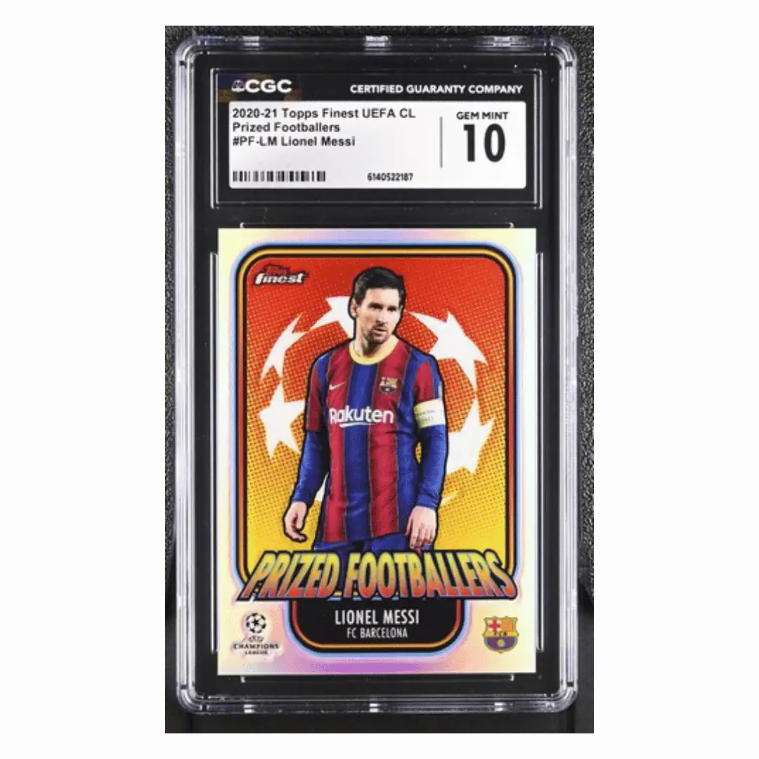 Lionel Messi CGC 10 2020-21 Topps Finest UEFA CL Prized Footballers Card #PF-LM