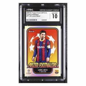Lionel Messi CGC 10 2020-21 Topps Finest UEFA CL Prized Footballers Card #PF-LM