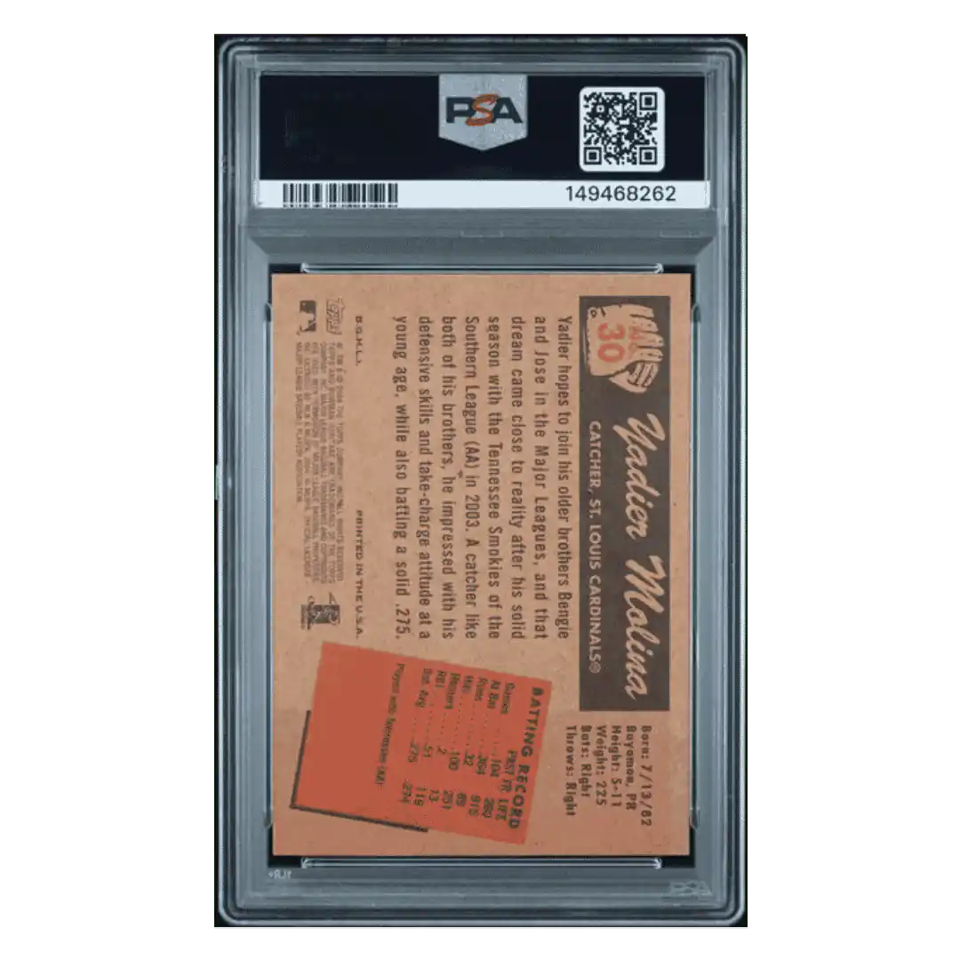 Yadier Molina PSA 9 2004 Bowman Heritage Card #30