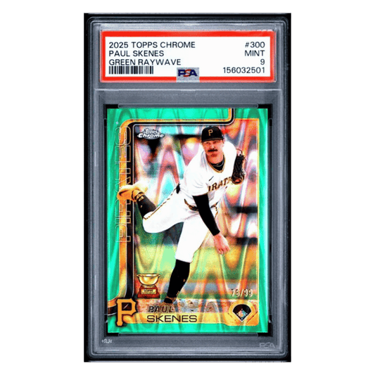 Paul Skenes PSA 9 2025 Topps Chrome Green Raywave #d/ 99 Card #300