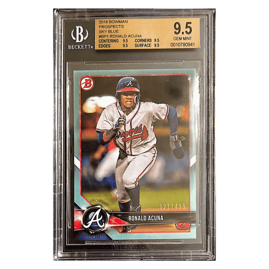 Ronald Acuna BGS 9.5 2018 Bowman Prospects Sky Blue #d/ 499 Card #BP1