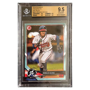 Ronald Acuna BGS 9.5 2018 Bowman Prospects Sky Blue #d/ 499 Card #BP1