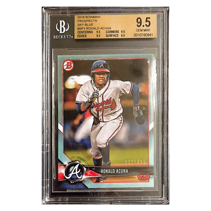 Ronald Acuna BGS 9.5 2018 Bowman Prospects Sky Blue #d/ 499 Card #BP1