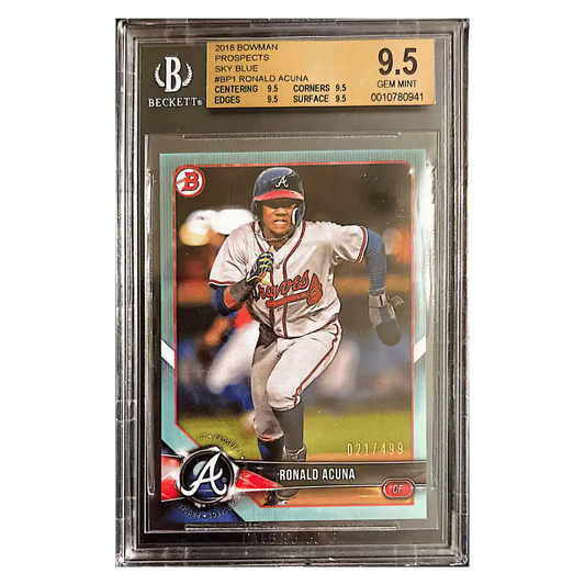 Ronald Acuna BGS 9.5 2018 Bowman Prospects Sky Blue #d/ 499 Card #BP1