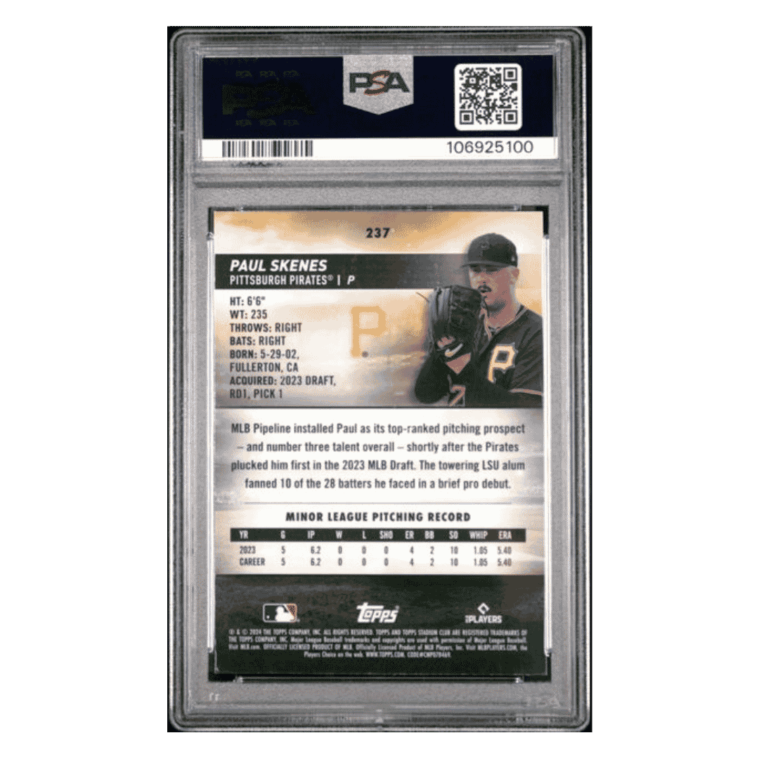 Paul Skenes PSA 9 2024 Stadium Club Chrome Rookie RC Card #237