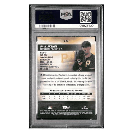 Paul Skenes PSA 9 2024 Stadium Club Chrome Rookie RC Card #237