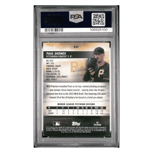 Paul Skenes PSA 9 2024 Stadium Club Chrome Rookie RC Card #237