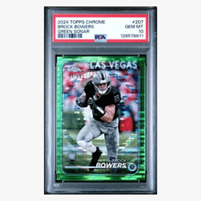 Brock Bowers PSA 10 2024 Topps Chrome Green Sonar Rookie RC #d/ 99 Card #207