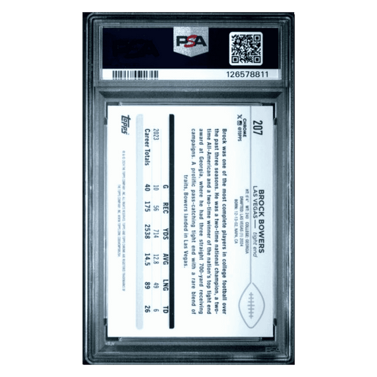 Brock Bowers PSA 10 2024 Topps Chrome Green Sonar Rookie RC #d/ 99 Card #207