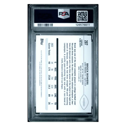 Brock Bowers PSA 10 2024 Topps Chrome Green Sonar Rookie RC #d/ 99 Card #207