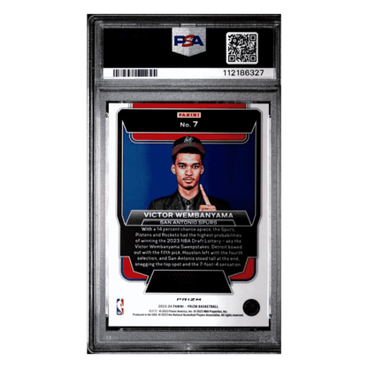 Victor Wembanyama PSA 8 2023 Panini Prizm Lucky of the Lottery Silver Prizm Card #7