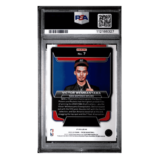 Victor Wembanyama PSA 8 2023 Panini Prizm Lucky of the Lottery Silver Prizm Card #7