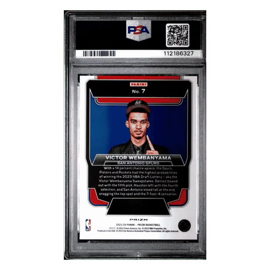 Victor Wembanyama PSA 8 2023 Panini Prizm Lucky of the Lottery Silver Prizm Card #7