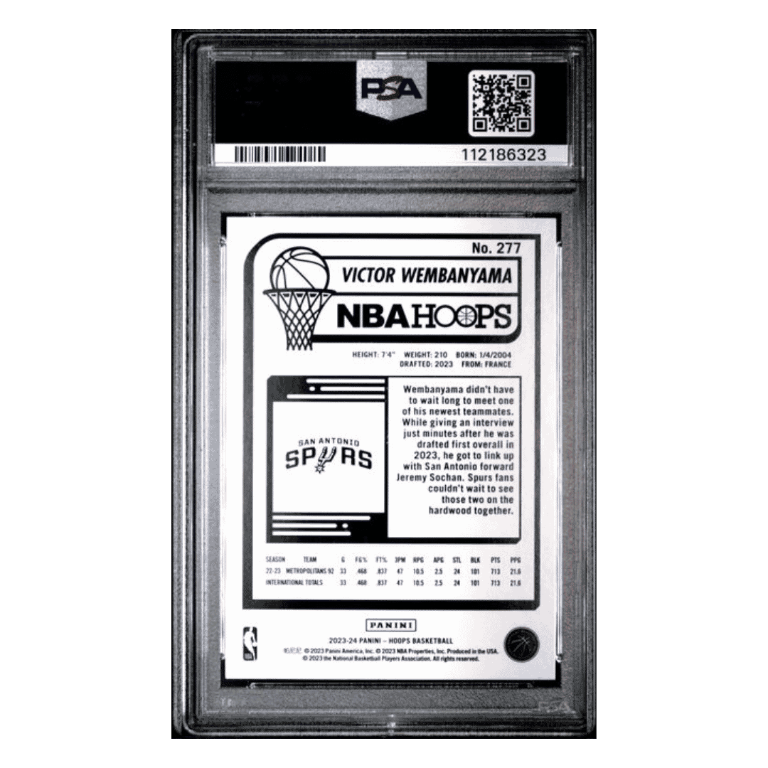 Victor Wembanyama PSA 9 2023 Panini NBA Hoops Purple Rookie RC Card #277