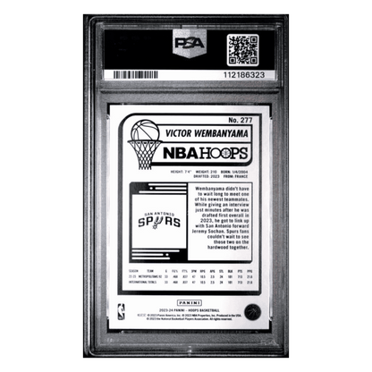 Victor Wembanyama PSA 9 2023 Panini NBA Hoops Purple Rookie RC Card #277