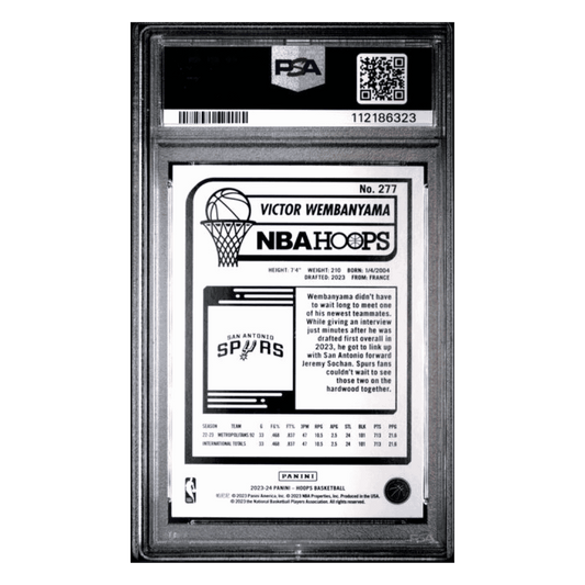 Victor Wembanyama PSA 9 2023 Panini NBA Hoops Purple Rookie RC Card #277