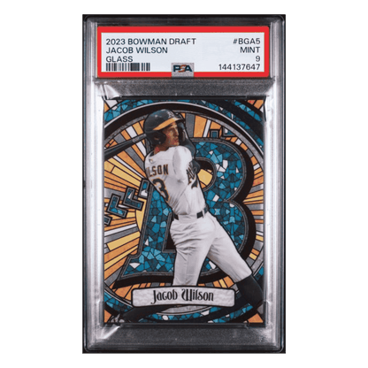 Jacob Wilson PSA 9 2023 Topps Bowman Draft Glass Card #BGA5