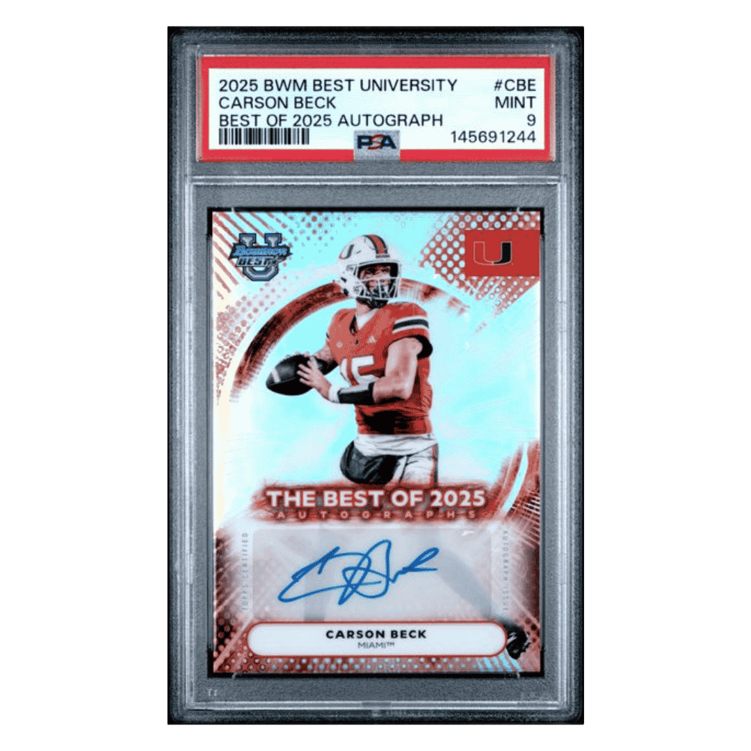 Carson Beck PSA 9 2025 Bowman's Best University Best of 2025 Autograph Card #CBE