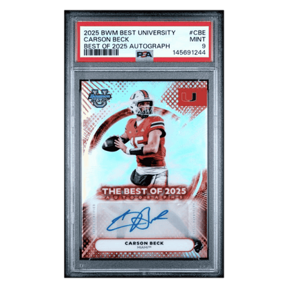 Carson Beck PSA 9 2025 Bowman's Best University Best of 2025 Autograph Card #CBE