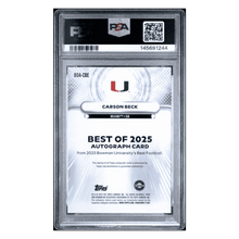 Carson Beck PSA 9 2025 Bowman's Best University Best of 2025 Autograph Card #CBE