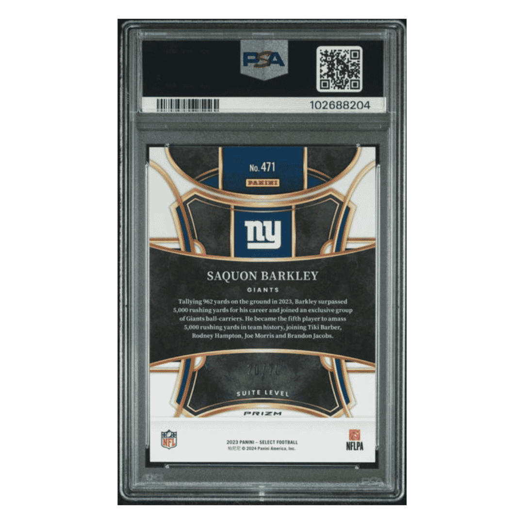 Saquon Barkley PSA 10 2023 Panini Select Dragon Scale Prizm #d/ 70 Card #471