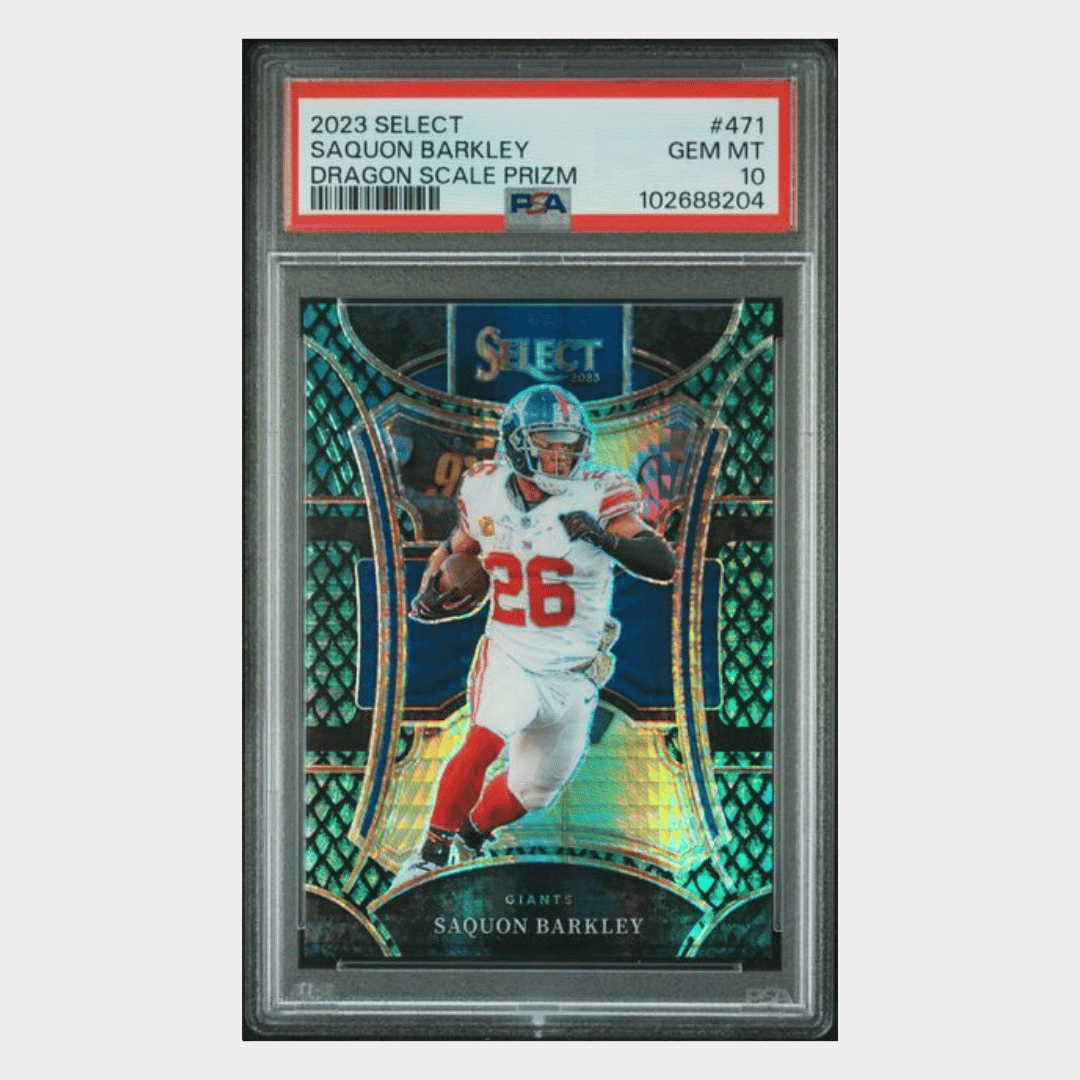 Saquon Barkley PSA 10 2023 Panini Select Dragon Scale Prizm #d/ 70 Card #471