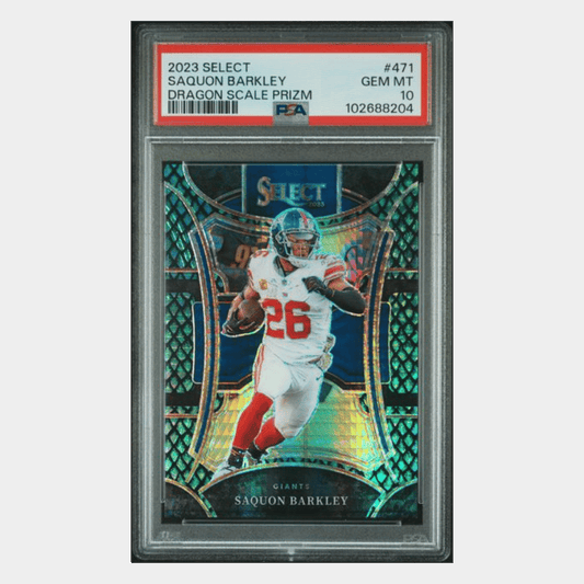 Saquon Barkley PSA 10 2023 Panini Select Dragon Scale Prizm #d/ 70 Card #471