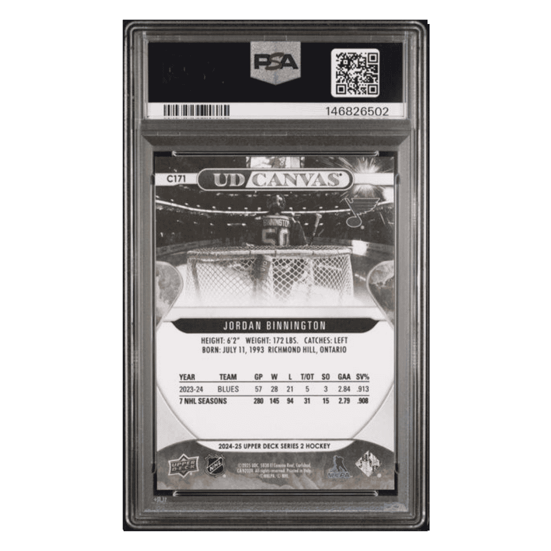 Jordan Binnington PSA 10 2024 Upper Deck Canvas - Black & White Card #C171