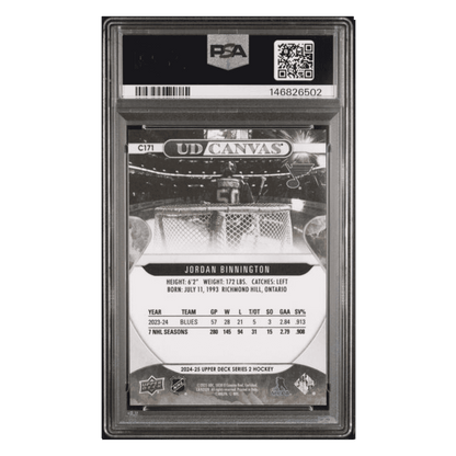Jordan Binnington PSA 10 2024 Upper Deck Canvas - Black & White Card #C171