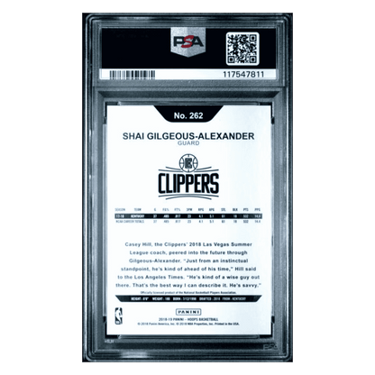 Shai Gilgeous-Alexander PSA 10 2018 Panini Hoops Rookie RC Card #262