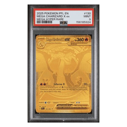 Mega Charizard X ex PSA 9 2025 Pokemon Phantasmal Flames Mega Hyper Rare Card #130