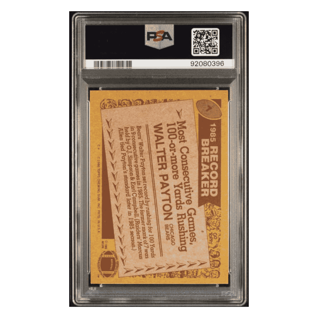 Walter Payton PSA 9 1986 Topps Card #7