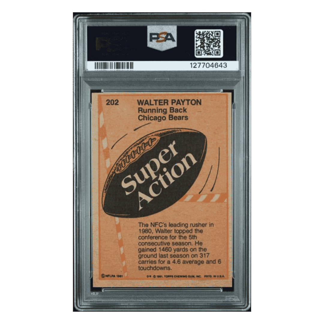 Walter Payton PSA 8 1981 Topps Card #202