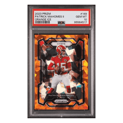 Patrick Mahomes PSA 10 2023 Panini Prizm Orange Ice Card #149