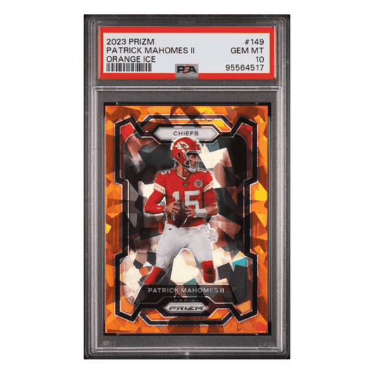 Patrick Mahomes PSA 10 2023 Panini Prizm Orange Ice Card #149