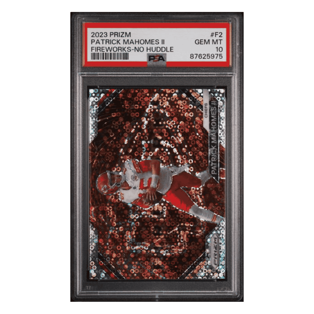 Patrick Mahomes PSA 10 2023 Panini Prizm Fireworks - No Huddle Card #F2