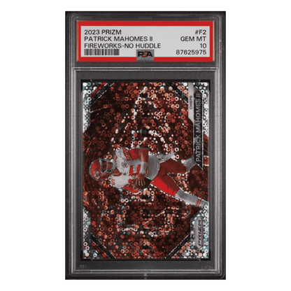 Patrick Mahomes PSA 10 2023 Panini Prizm Fireworks - No Huddle Card #F2