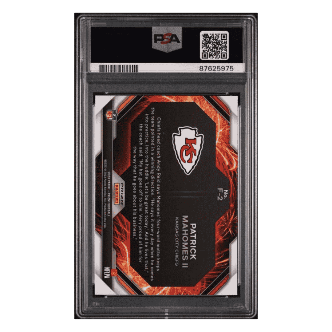 Patrick Mahomes PSA 10 2023 Panini Prizm Fireworks - No Huddle Card #F2