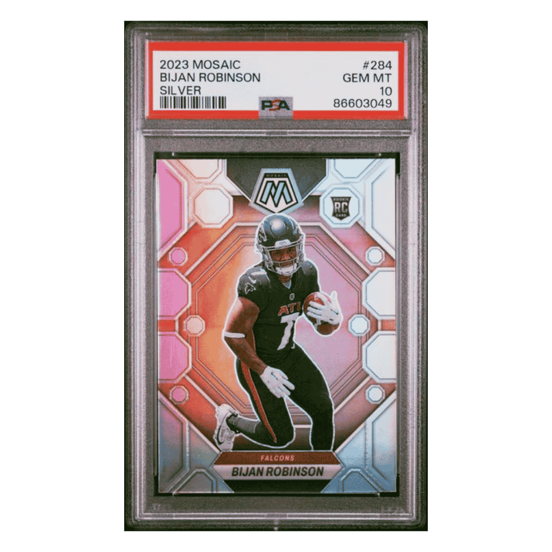 Bijan Robinson PSA 10 2023 Panini Mosaic Silver Rookie RC Card #284