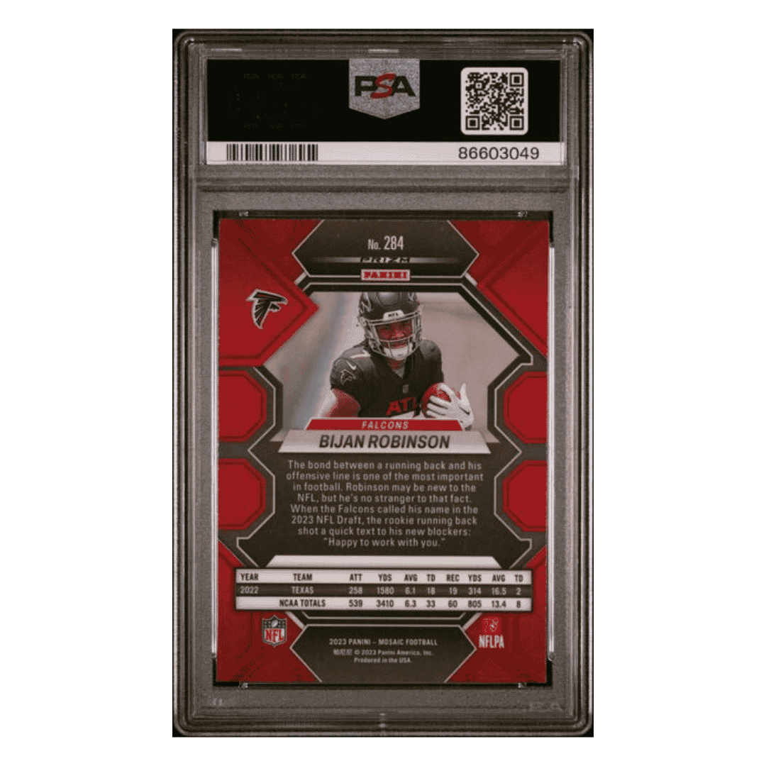 Bijan Robinson PSA 10 2023 Panini Mosaic Silver Rookie RC Card #284
