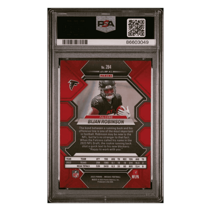 Bijan Robinson PSA 10 2023 Panini Mosaic Silver Rookie RC Card #284