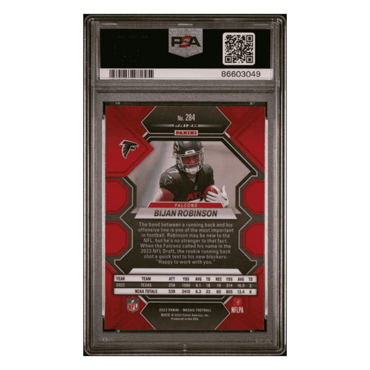 Bijan Robinson PSA 10 2023 Panini Mosaic Silver Rookie RC Card #284