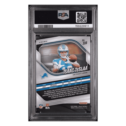 Isaac Teslaa PSA 10 2025 Panini Prizm Blue/ Yellow/ Green Choice Rookie RC Card #316